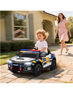 AIYAPLAY Kids Electric Ride on Police Car with Remote Control, Music, Horn, Siren Flashing Lights for 3-5 Years Old, Multicolour 2