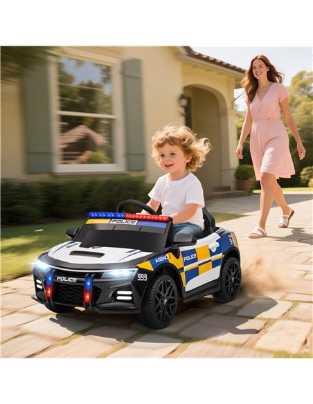 AIYAPLAY Kids Electric Ride on Police Car with Remote Control, Music, Horn, Siren Flashing Lights for 3-5 Years Old, Multicolour - pic 175327 | FastDaddyshop