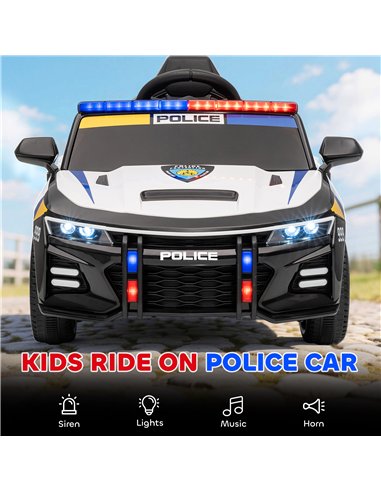 AIYAPLAY Kids Electric Ride on Police Car with Remote Control, Music, Horn, Siren Flashing Lights for 3-5 Years Old, Multicolour