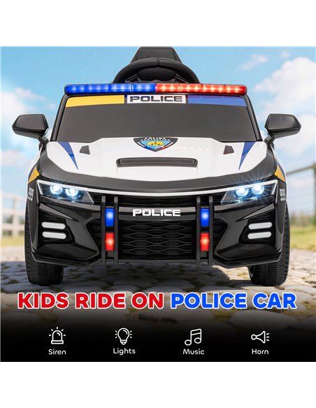 AIYAPLAY Kids Electric Ride on Police Car with Remote Control, Music, Horn, Siren Flashing Lights for 3-5 Years Old, Multicolour - pic 175329 | FastDaddyshop