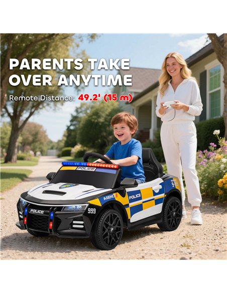 AIYAPLAY Kids Electric Ride on Police Car with Remote Control, Music, Horn, Siren Flashing Lights for 3-5 Years Old, Multicolour - pic 175330 | FastDaddyshop