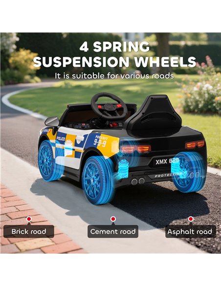 AIYAPLAY Kids Electric Ride on Police Car with Remote Control, Music, Horn, Siren Flashing Lights for 3-5 Years Old, Multicolour - pic 175331 | FastDaddyshop