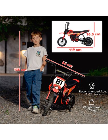 AIYAPLAY Kids Electric Motorbike 3 Gearboxes Speed Ride on Motorcycle with 41min Ranges - Red