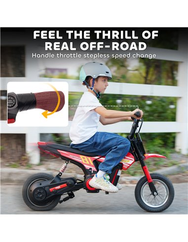 AIYAPLAY Kids Electric Motorbike 3 Gearboxes Speed Ride on Motorcycle with 41min Ranges - Red