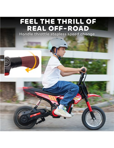 AIYAPLAY Kids Electric Motorbike 3 Gearboxes Speed Ride on Motorcycle with 41min Ranges - Red - pic 175339 | FastDaddyshop