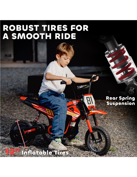 AIYAPLAY Kids Electric Motorbike 3 Gearboxes Speed Ride on Motorcycle with 41min Ranges - Red - pic 175340 | FastDaddyshop