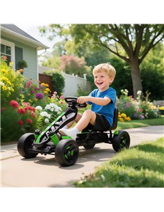 AIYAPLAY Pedal Go Kart for Kids Aged 3-6 Years, with Freewheel System, Brake, EVA Anti-Slip Wheels, Green 2