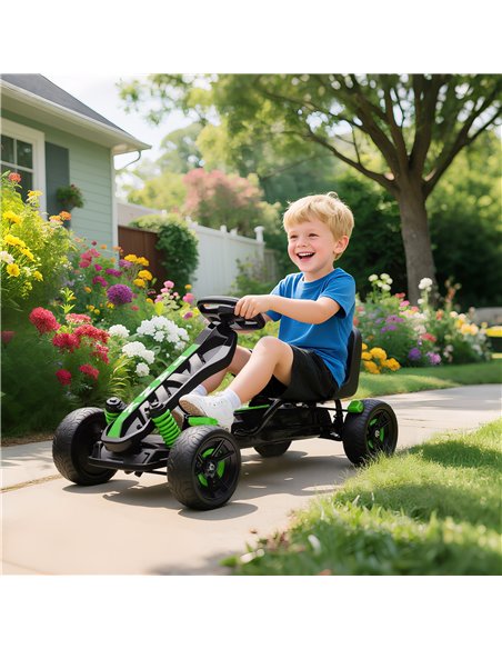 AIYAPLAY Pedal Go Kart for Kids Aged 3-6 Years, with Freewheel System, Brake, EVA Anti-Slip Wheels, Green - pic 175345 | FastDaddyshop