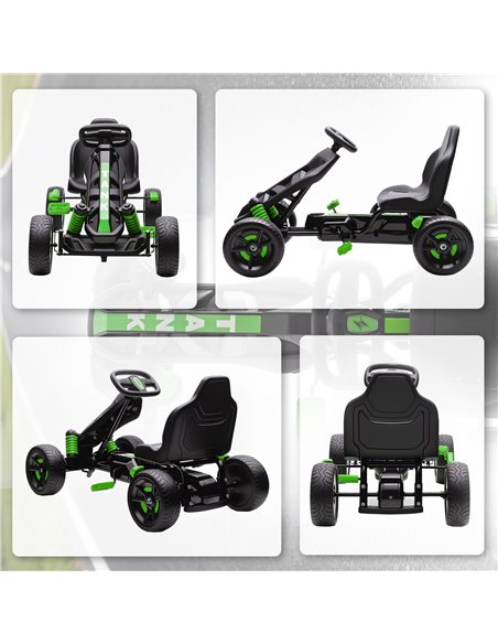 AIYAPLAY Pedal Go Kart for Kids Aged 3-6 Years, with Freewheel System, Brake, EVA Anti-Slip Wheels, Green - pic 175352 | FastDaddyshop