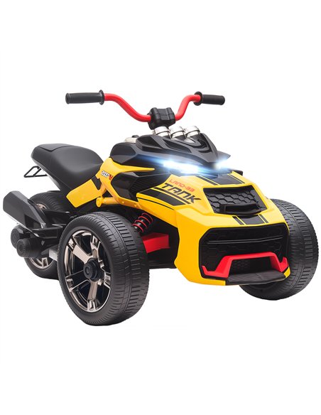 AIYAPLAY 12V Kids Electric Ride On Car with 3 Wheeler, MP3 Player, Horn, 2 Speeds, LED Lights for Boys & Girls Ages 3-8, Yellow - pic 175362 | FastDaddyshop