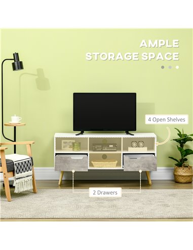 Homcom 1170mm Boxy Six-Compartment TV Cabinet, White & Grey