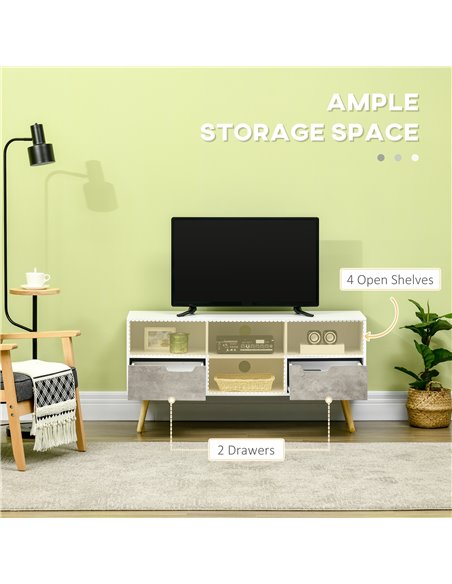 Homcom 1170mm Boxy Six-Compartment TV Cabinet, White & Grey - pic 17537 | FastDaddyshop