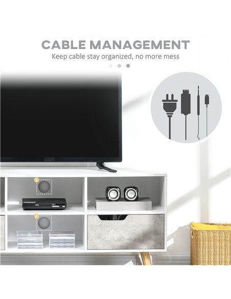 Homcom 1170mm Boxy Six-Compartment TV Cabinet, White & Grey - pic 17538 | FastDaddyshop