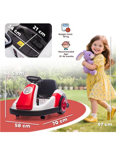 AIYAPLAY Kids Bumper Car with 360-Degree Rotation, 6V Electric Ride On Car with Music and Horn for 3-8 Years Old, Red