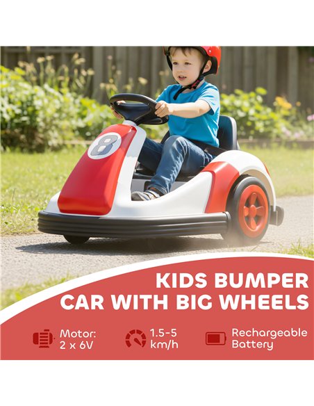 AIYAPLAY Kids Bumper Car with 360-Degree Rotation, 6V Electric Ride On Car with Music and Horn for 3-8 Years Old, Red - pic 175383 | FastDaddyshop