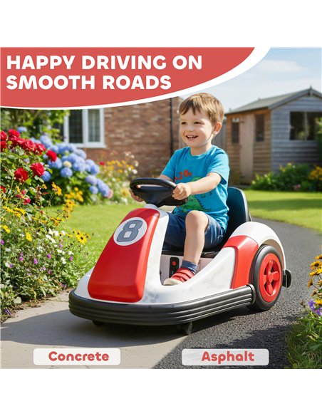 AIYAPLAY Kids Bumper Car with 360-Degree Rotation, 6V Electric Ride On Car with Music and Horn for 3-8 Years Old, Red - pic 175387 | FastDaddyshop