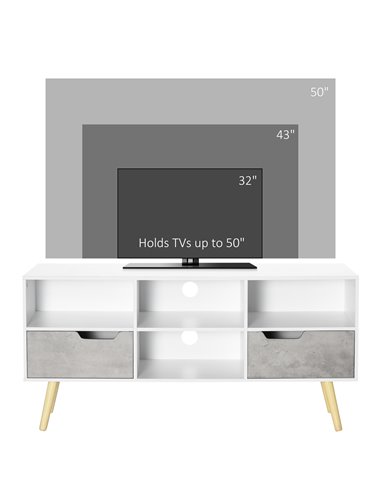 Homcom 1170mm Boxy Six-Compartment TV Cabinet, White & Grey