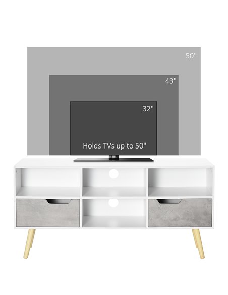 Homcom 1170mm Boxy Six-Compartment TV Cabinet, White & Grey - pic 17539 | FastDaddyshop