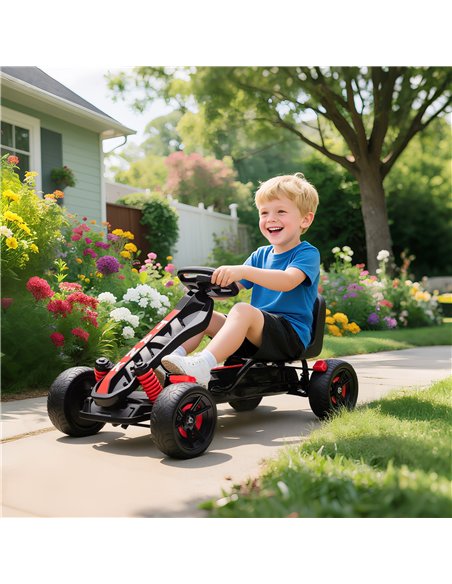 AIYAPLAY Pedal Go Kart for Kids Aged 3-6 Years, with Freewheel System, Brake, EVA Anti-Slip Wheels, Red - pic 175390 | FastDaddyshop