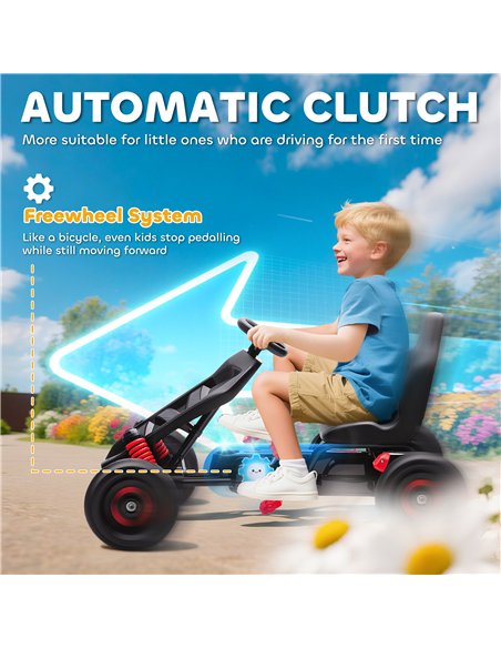 AIYAPLAY Pedal Go Kart for Kids Aged 3-6 Years, with Freewheel System, Brake, EVA Anti-Slip Wheels, Red - pic 175392 | FastDaddyshop