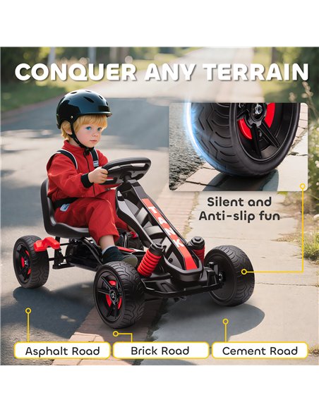 AIYAPLAY Pedal Go Kart for Kids Aged 3-6 Years, with Freewheel System, Brake, EVA Anti-Slip Wheels, Red - pic 175394 | FastDaddyshop