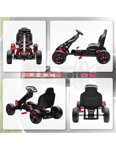 AIYAPLAY Pedal Go Kart for Kids Aged 3-6 Years, with Freewheel System, Brake, EVA Anti-Slip Wheels, Red