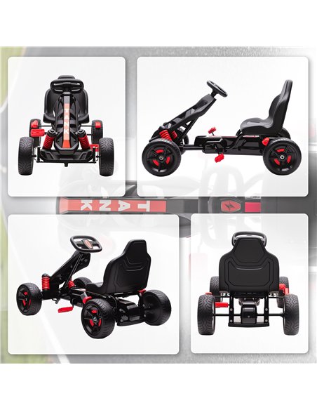 AIYAPLAY Pedal Go Kart for Kids Aged 3-6 Years, with Freewheel System, Brake, EVA Anti-Slip Wheels, Red - pic 175397 | FastDaddyshop