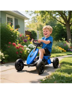 AIYAPLAY Pedal Go Kart for Kids 2-5 Years, with Silent EVA Wheels, Metal Frame, Blue 2