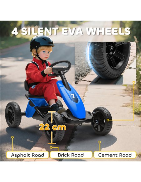 AIYAPLAY Pedal Go Kart for Kids 2-5 Years, with Silent EVA Wheels, Metal Frame, Blue - pic 175402 | FastDaddyshop