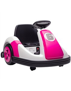 AIYAPLAY Kids Bumper Car with 360-Degree Rotation, 6V Electric Ride On Car with Music and Horn for 3-8 Years Old, Pink