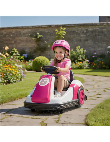 AIYAPLAY Kids Bumper Car with 360-Degree Rotation, 6V Electric Ride On Car with Music and Horn for 3-8 Years Old, Pink