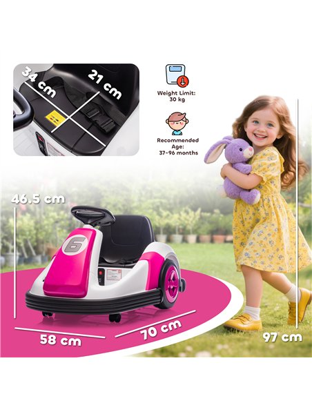 AIYAPLAY Kids Bumper Car with 360-Degree Rotation, 6V Electric Ride On Car with Music and Horn for 3-8 Years Old, Pink - pic 175409 | FastDaddyshop