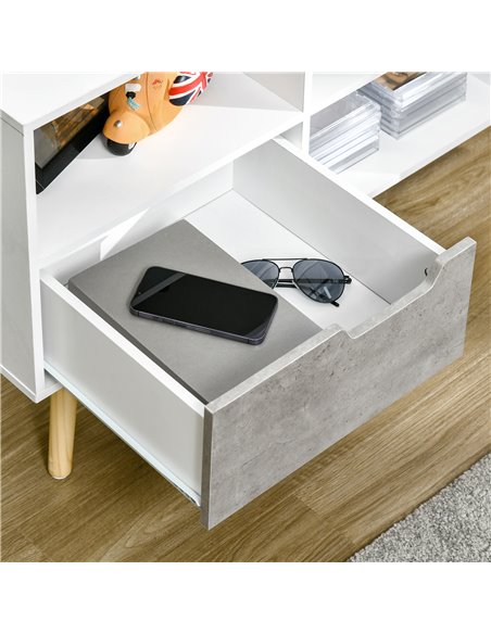 Homcom 1170mm Boxy Six-Compartment TV Cabinet, White & Grey - pic 17541 | FastDaddyshop