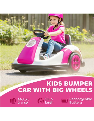 AIYAPLAY Kids Bumper Car with 360-Degree Rotation, 6V Electric Ride On Car with Music and Horn for 3-8 Years Old, Pink