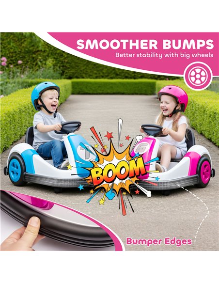 AIYAPLAY Kids Bumper Car with 360-Degree Rotation, 6V Electric Ride On Car with Music and Horn for 3-8 Years Old, Pink - pic 175412 | FastDaddyshop