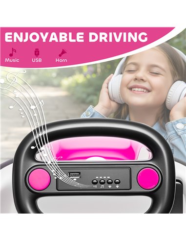 AIYAPLAY Kids Bumper Car with 360-Degree Rotation, 6V Electric Ride On Car with Music and Horn for 3-8 Years Old, Pink