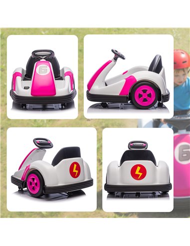 AIYAPLAY Kids Bumper Car with 360-Degree Rotation, 6V Electric Ride On Car with Music and Horn for 3-8 Years Old, Pink