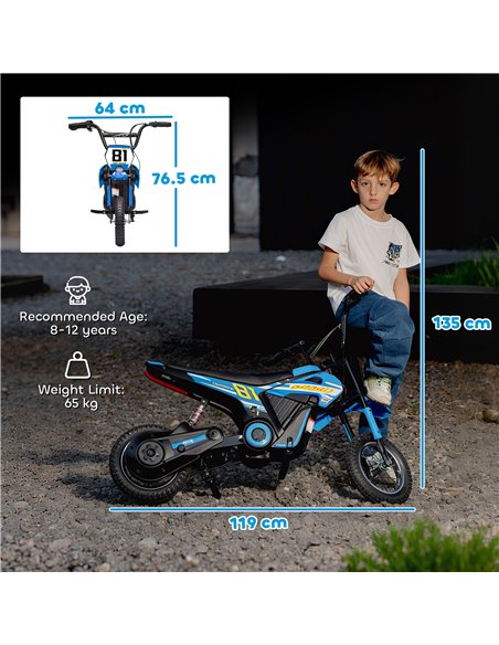 AIYAPLAY Kids Electric Motorbike 3 Gearboxes Speed Ride on Motorcycle with 40min Ranges - Blue - pic 175418 | FastDaddyshop