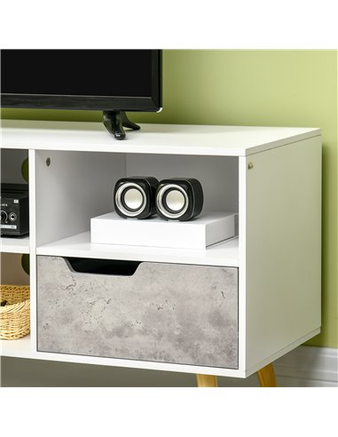 Homcom 1170mm Boxy Six-Compartment TV Cabinet, White & Grey