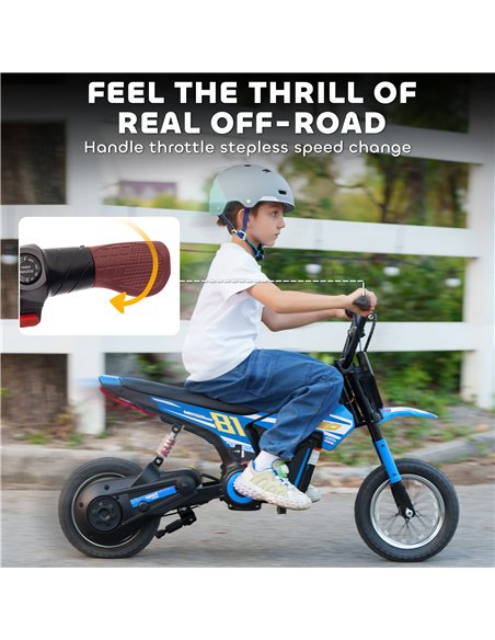AIYAPLAY Kids Electric Motorbike 3 Gearboxes Speed Ride on Motorcycle with 40min Ranges - Blue - pic 175420 | FastDaddyshop