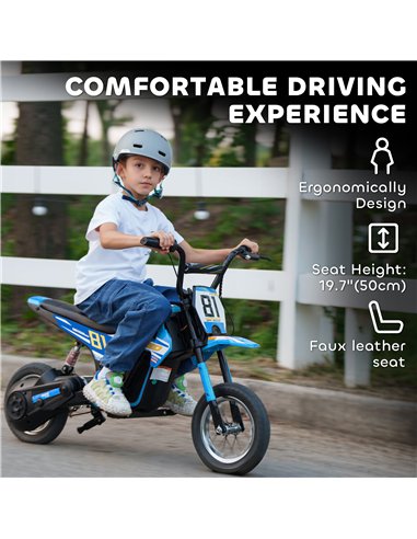 AIYAPLAY Kids Electric Motorbike 3 Gearboxes Speed Ride on Motorcycle with 40min Ranges - Blue