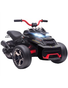 AIYAPLAY 12V Kids Electric Ride On Car with 3 Wheeler, MP3 Player, Horn, 2 Speeds, LED Lights for Boys & Girls Ages 3-8, Black
