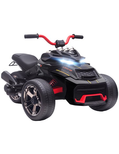 AIYAPLAY 12V Kids Electric Ride On Car with 3 Wheeler, MP3 Player, Horn, 2 Speeds, LED Lights for Boys & Girls Ages 3-8, Black - pic 175425 | FastDaddyshop