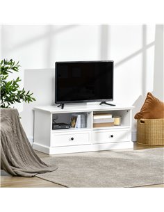 Homcom 1030mm Classic-Look TV Cabinet with Storage, White 2