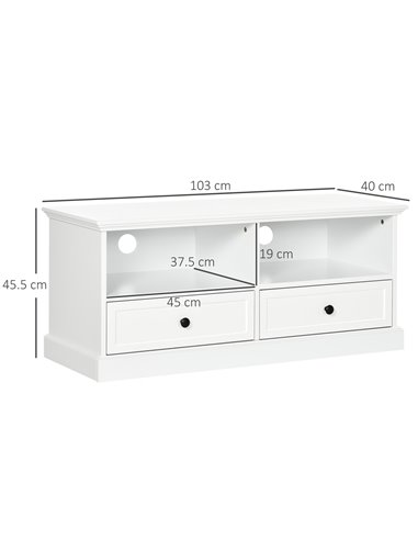 Homcom 1030mm Classic-Look TV Cabinet with Storage, White