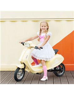 AIYAPLAY 24V Kids Electric Motorbike, Ride on Motorcycle with Manual Throttle, Brakes and LED Lights for Ages 8-12 Years, Beige 2