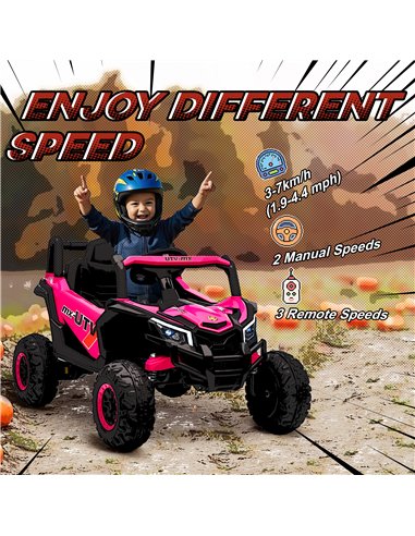 AIYAPLAY 12V Kids Ride On Car with Remote Control, Kids Electric Car with Suspension System, Music, for Kids 3-5 Years, Pink