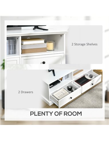 Homcom 1030mm Classic-Look TV Cabinet with Storage, White
