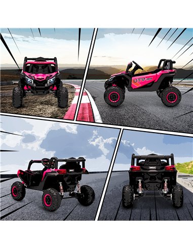 AIYAPLAY 12V Kids Ride On Car with Remote Control, Kids Electric Car with Suspension System, Music, for Kids 3-5 Years, Pink