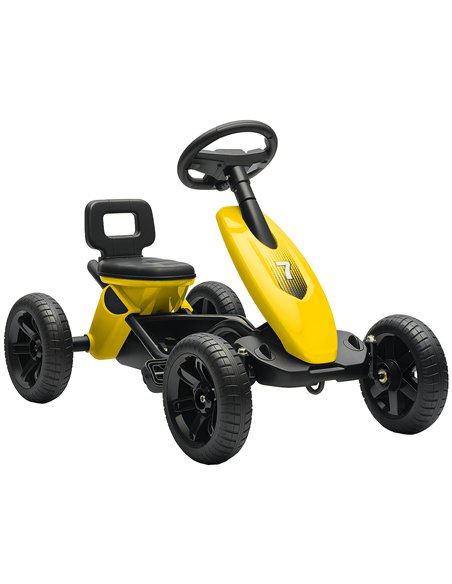AIYAPLAY Pedal Go Kart for Kids 2-5 Years, with Silent EVA Wheels, Metal Frame, Yellow - pic 175461 | FastDaddyshop